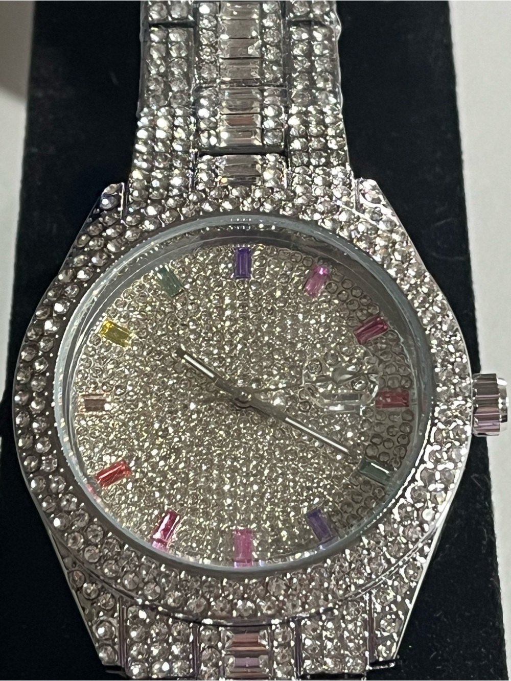 Men's Stainless Steel & Copper Crystal Pavé Bracelet Watch